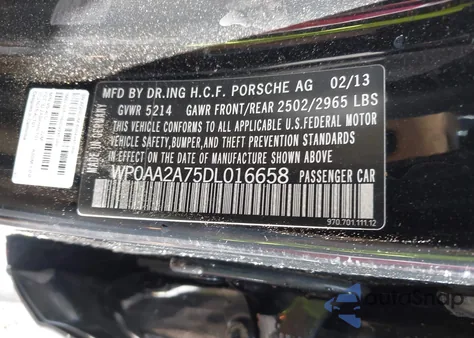 2013 Porsche Panamera 4 z USA, uszkodzony, nr VIN WP0AA2A75DL016658